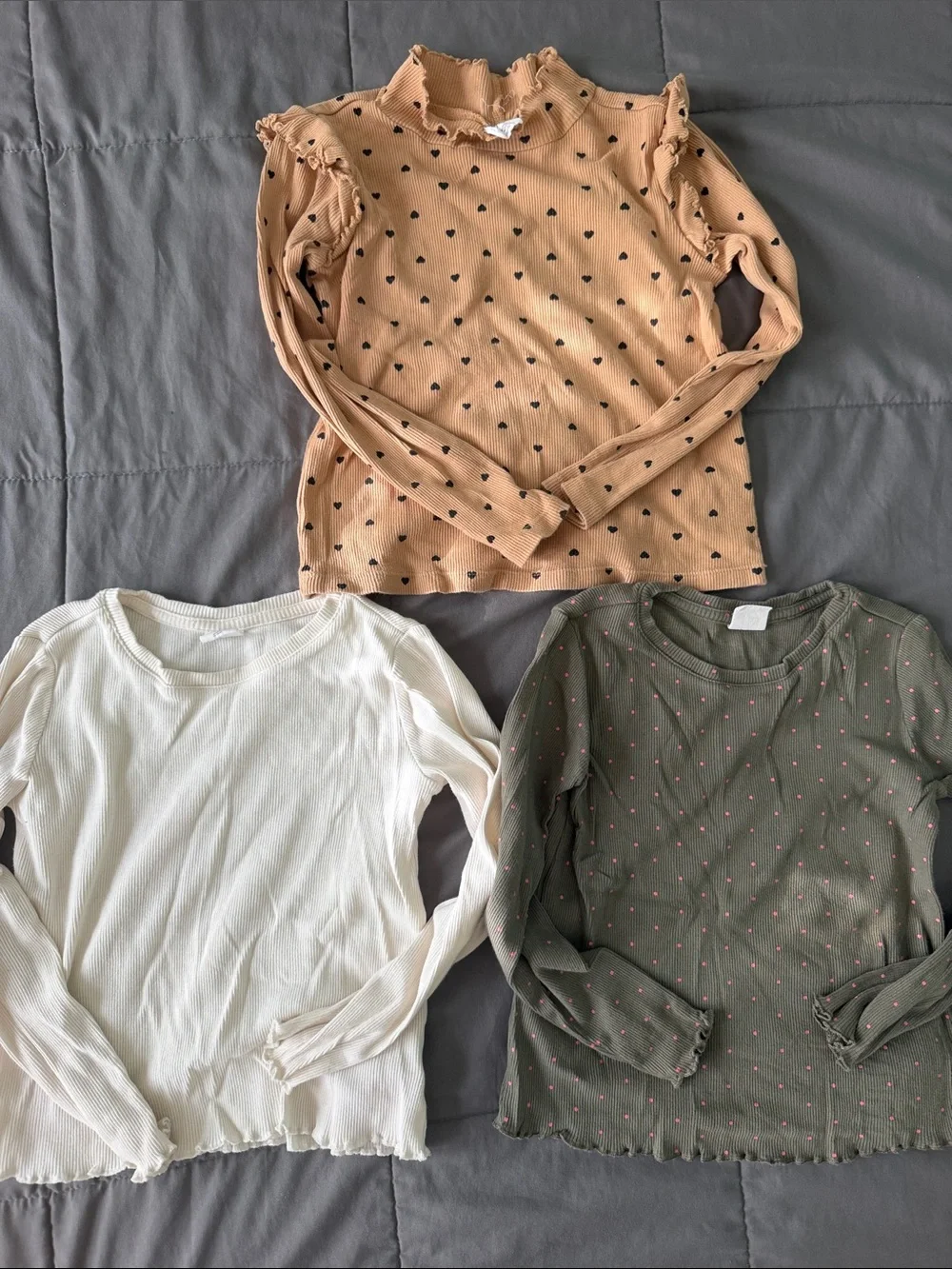 GAP Girls Long Sleeve Tops - Tan, White, Olive Green